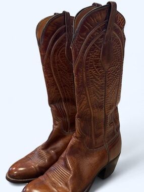 Lucchese San Antonio Brown Leather Cowboy Boots